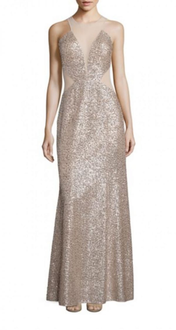 VESTIDO DE LENTEJUELAS CON TRANSPARENCIAS