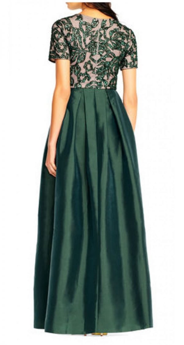 VESTIDO CON MANGAS TOP BORDADO Y FALDA AMPLIA - Image 2