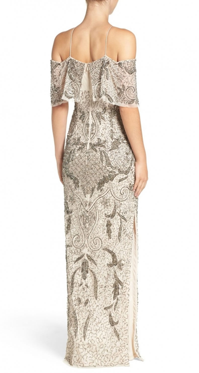VESTIDO CON HOMBROS CAÍDOS BORDADO EN PEDRERÍA - Image 2