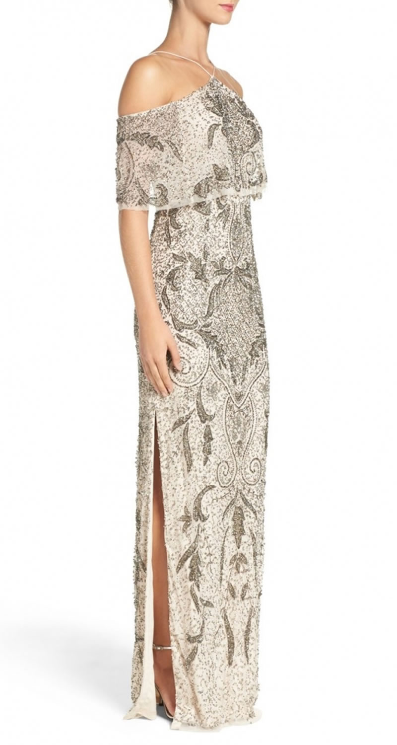 VESTIDO CON HOMBROS CAÍDOS BORDADO EN PEDRERÍA - Image 3