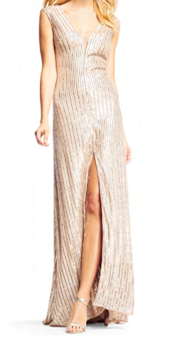 VESTIDO DE LENTEJUELAS CON ESCOTE EN V