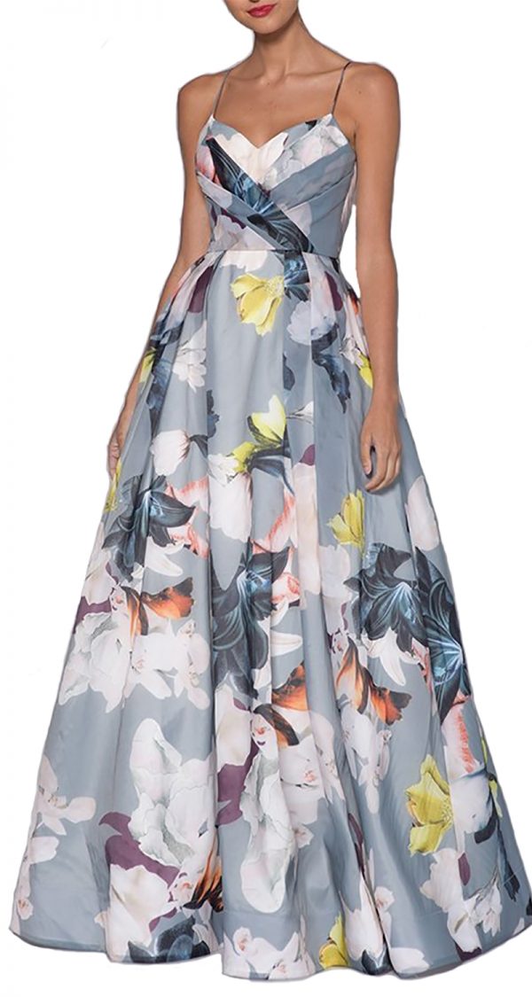 VESTIDO DE ORGANZA DE TIRITAS CON ESTAMPADO FLORAL