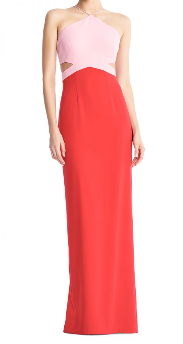 VESTIDO HALTER COLOR BLOC