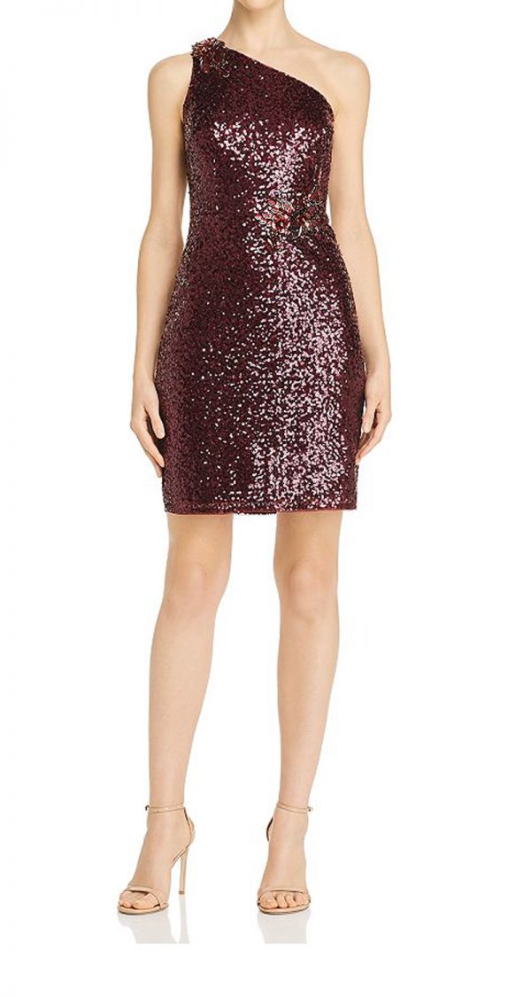 VESTIDO DE LENTEJUELAS CORTO DE UN HOMBRO