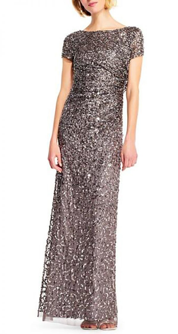 VESTIDO DE LENTEJUELAS CON ESPALDA DRAPEADA