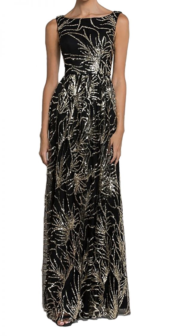 VESTIDO CUELLO RECTO CON FALDA AMPLIA