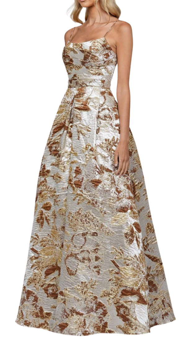 VESTIDO DE TIRITAS CORTE PRINCESA BROCADO - Image 2
