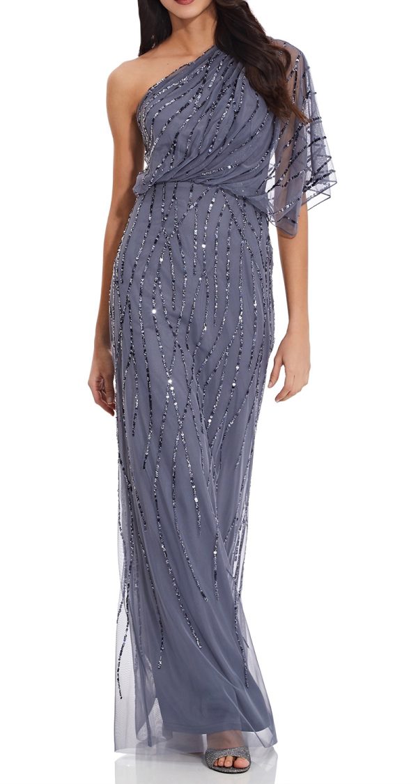 VESTIDO DE MEDIO HOMBRO CON LENTEJUELAS
