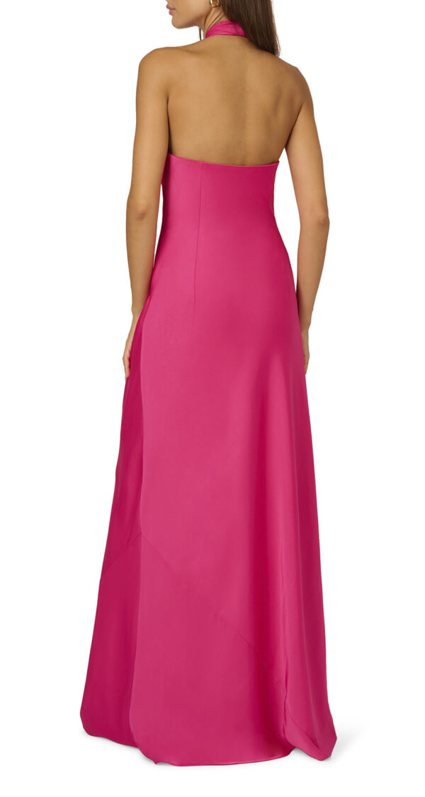 VESTIDO DE SEDA CON CUELLO HALTER CRUZADO - Image 3