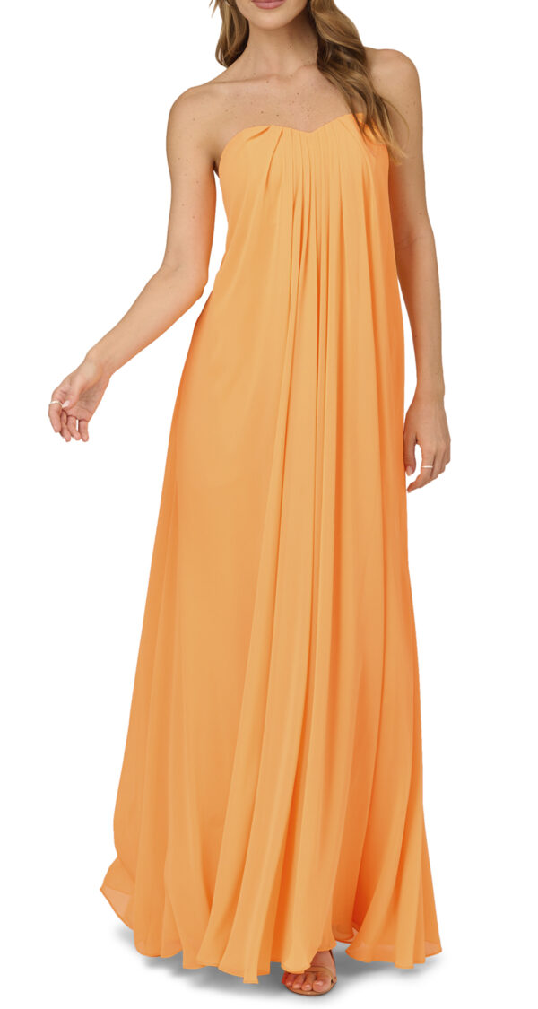 VESTIDO STRAPLESS CON PLIEGES