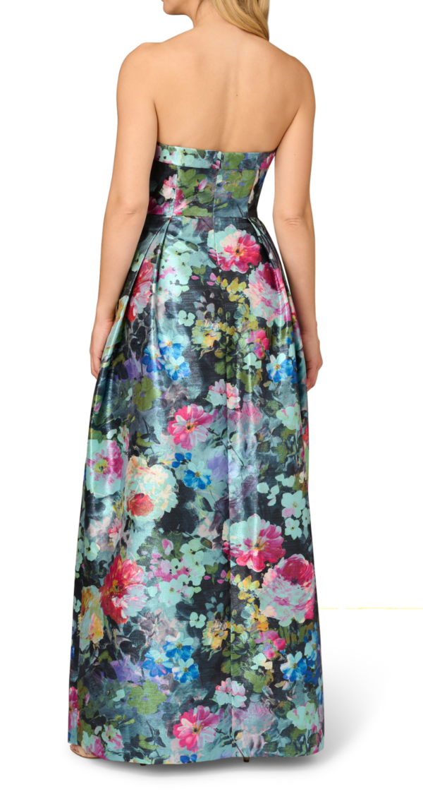 VESTIDO STRAPLESS DE EN JAQUARD ESTAMPADO DE FLORES - Image 2