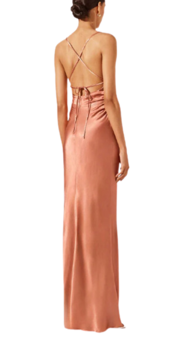 VESTIDO DE SEDA DRAPEADO CON ESPALDA ESCOTADA - Image 2