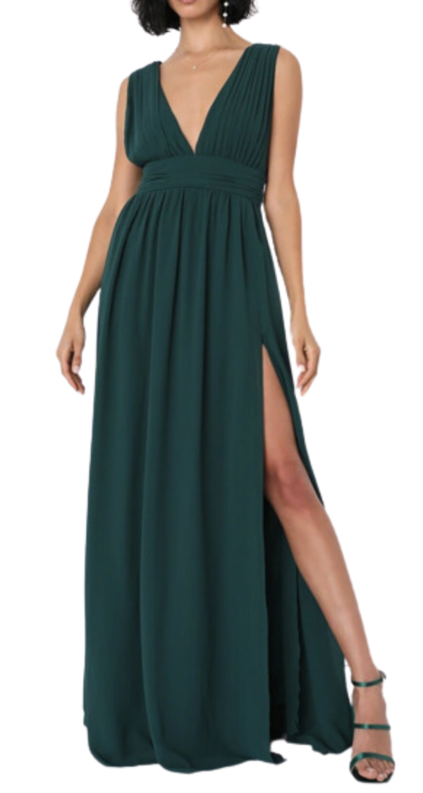 VESTIDO ESCOTE EN V Y ABERTURA EN LA PIERNA