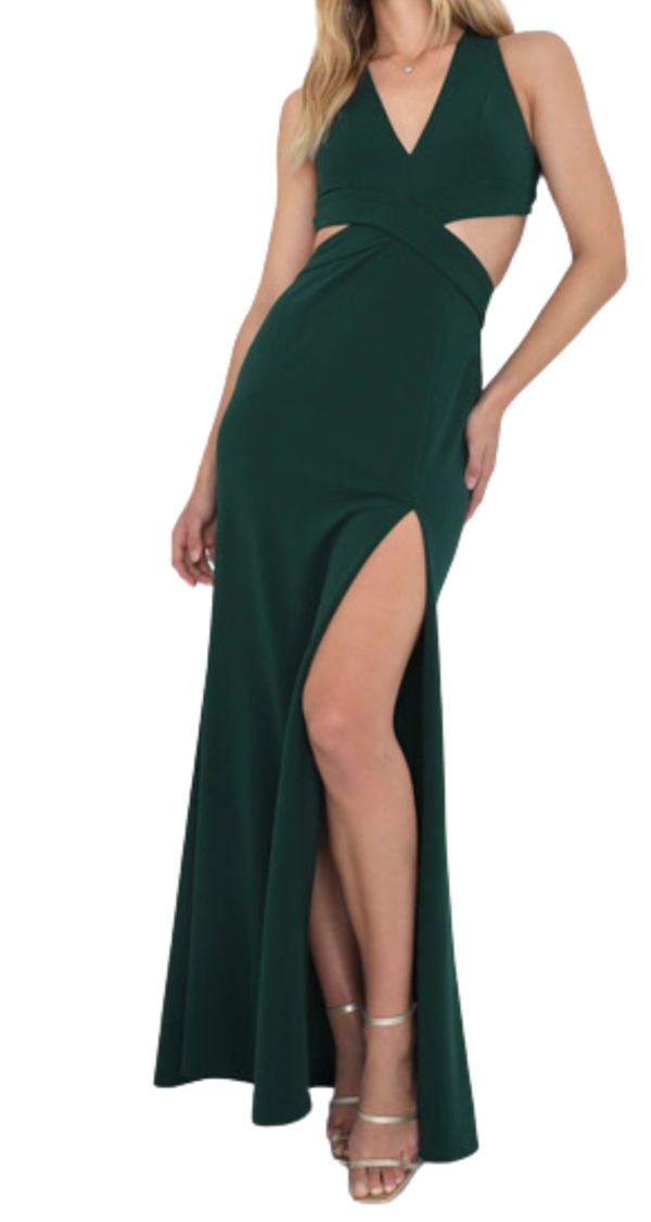 VESTIDO ESCOTE EN V Y CORTES EN LA CINTURA