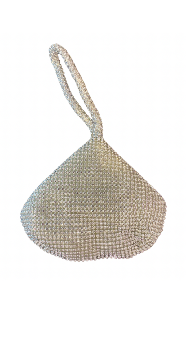 CARTERA TRIANGULAR  BRILLANTES PLATEADA