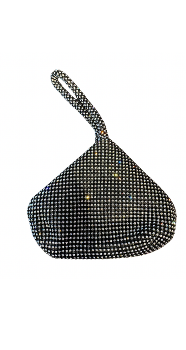 CARTERA TRIANGULAR NEGRA CON BRILLANTES