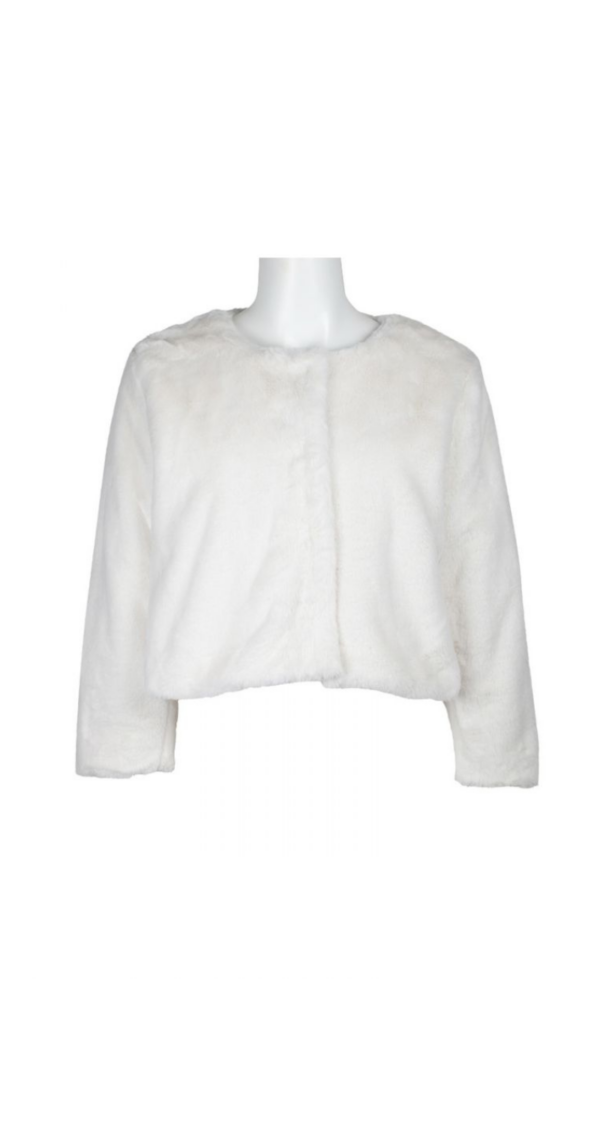 CHAQUETA CORTA DE PIEL COLOR BLANCO