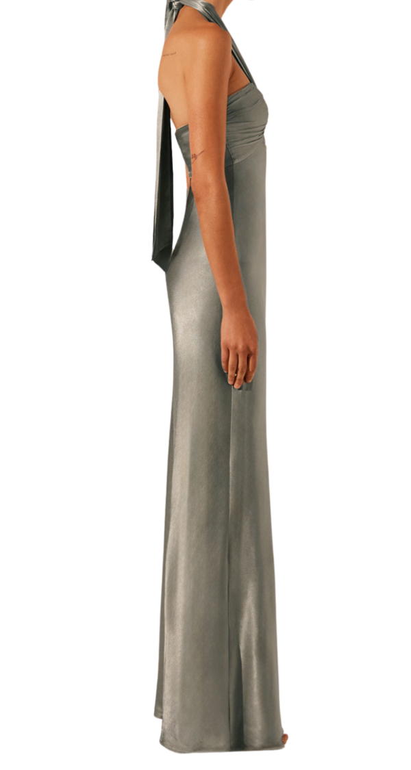 VESTIDO HALTER DE SEDA ESCOTE DRAPEADO - Image 3