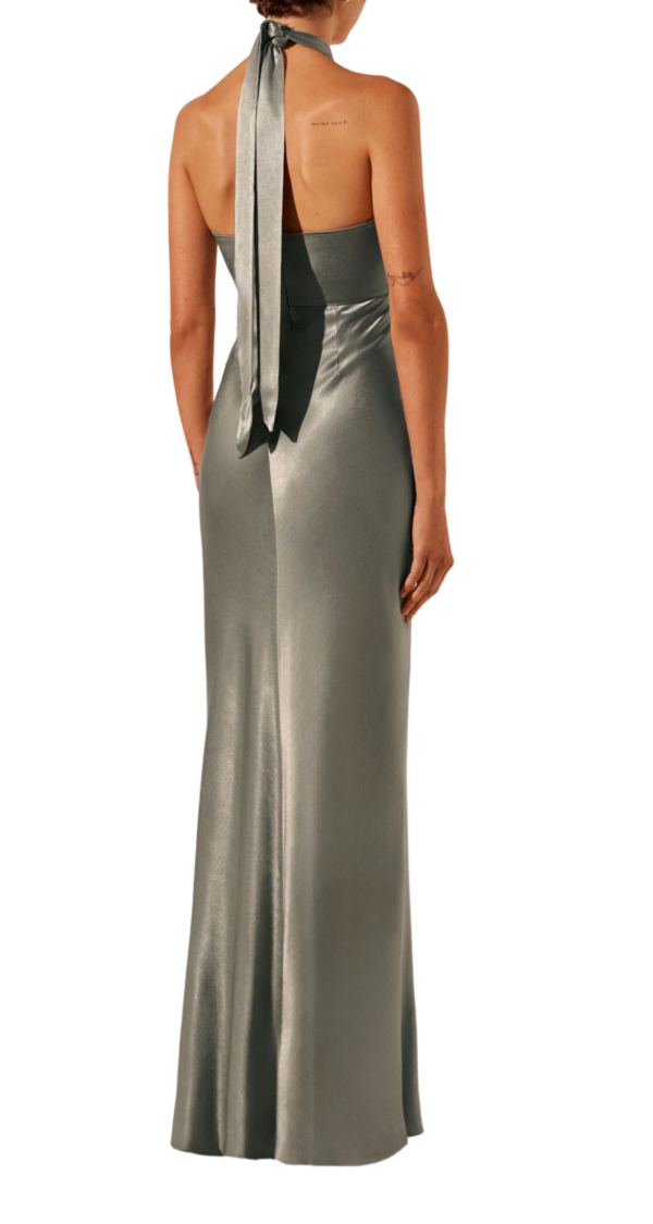 VESTIDO HALTER DE SEDA ESCOTE DRAPEADO - Image 4