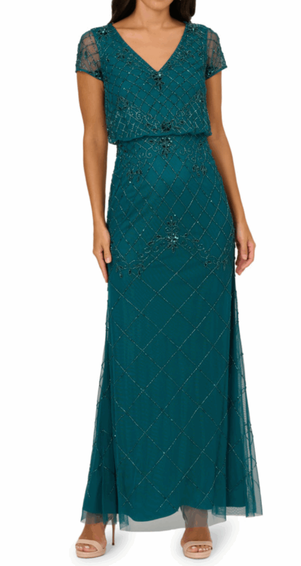 VESTIDO DE PEDRERIA ESCOTE EN V