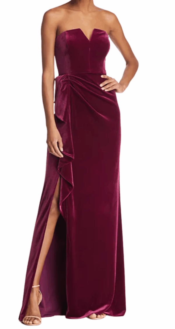 VESTIDO STRAPLESS DE TERCIOPELO