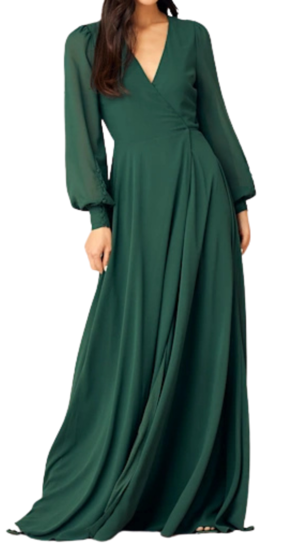 VESTIDO MANGA LARGA DE CHIFFON
