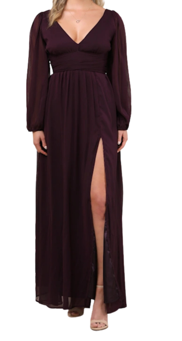 VESTIDO MANGA LARGA CON ESCOTE EN V