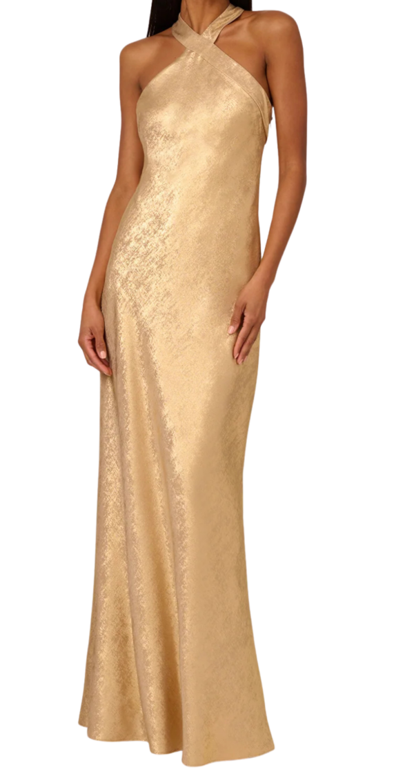VESTIDO HALTER METALIZADO DORADO