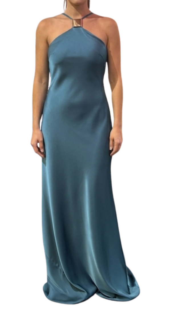 VESTIDO HALTER CON DETALLE METALICO