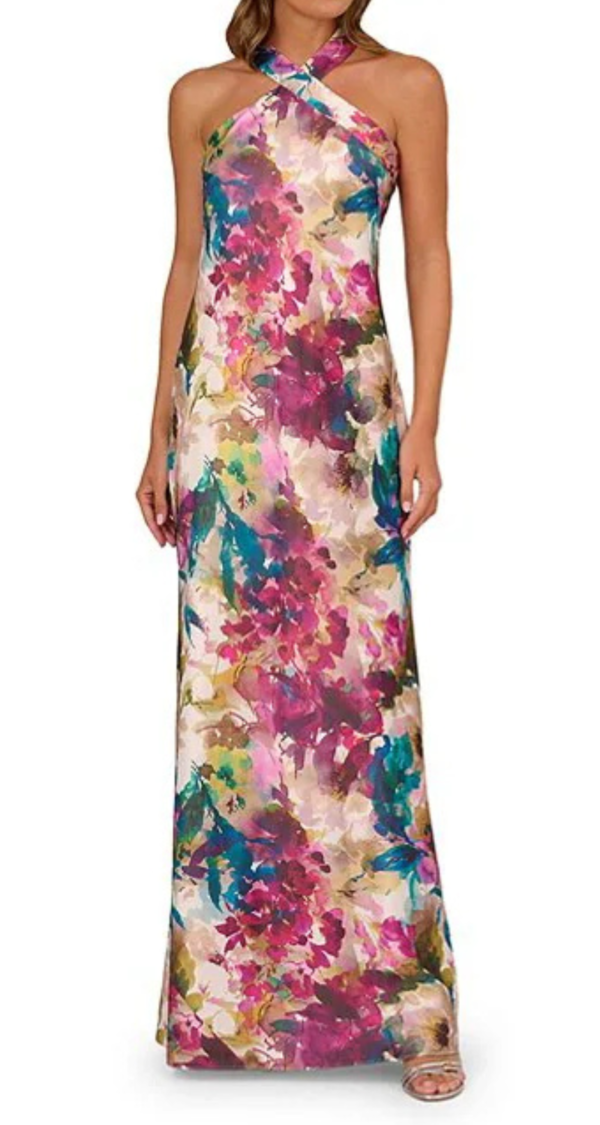 VESTIDO HALTER EN SEDA ESTAMPADO