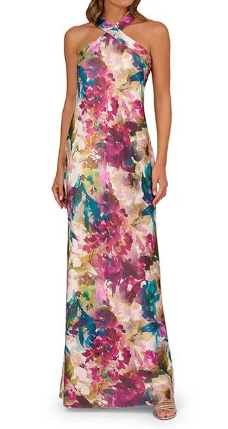 VESTIDO HALTER EN SEDA ESTAMPADO