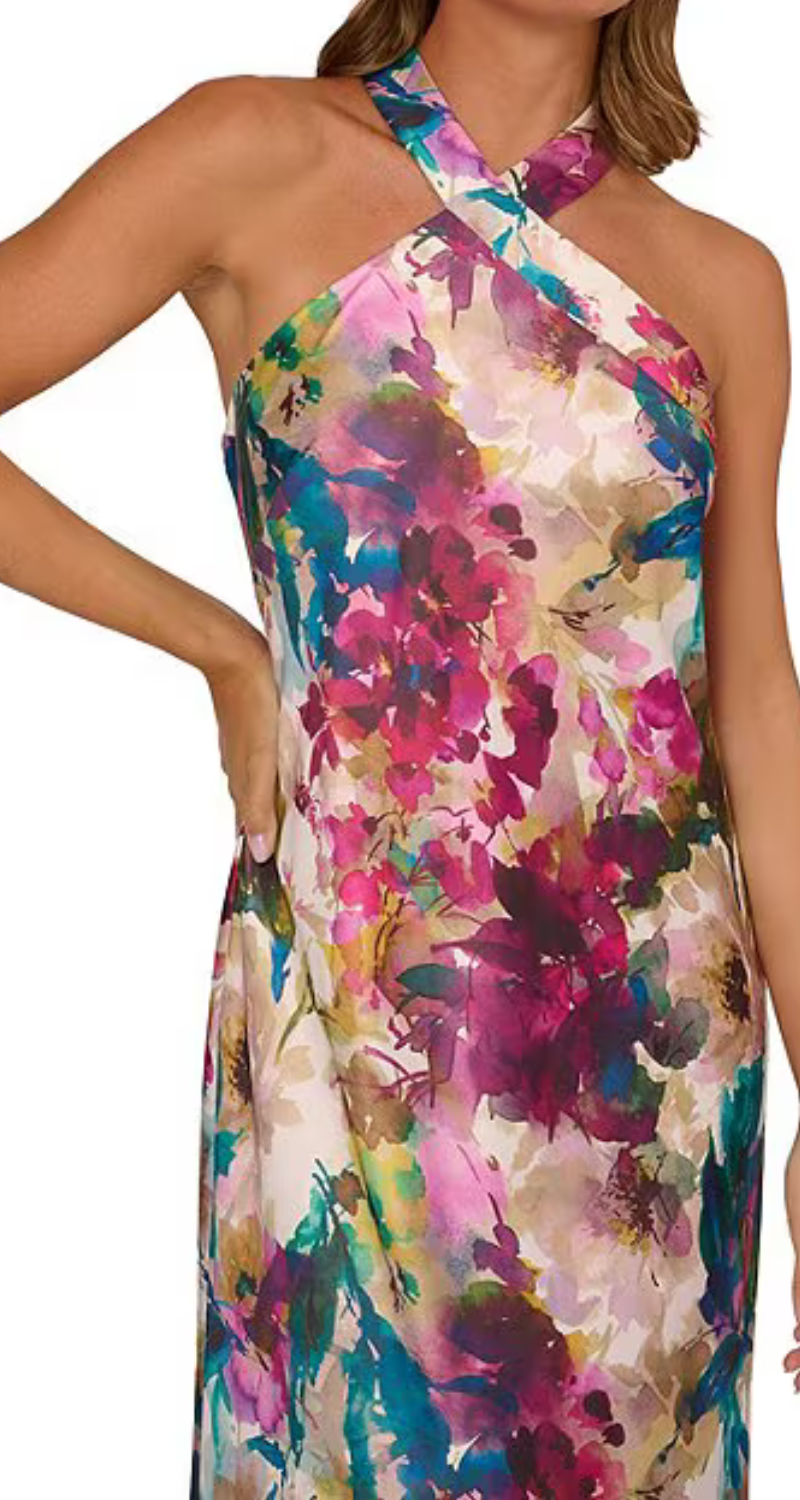 VESTIDO HALTER EN SEDA ESTAMPADO - Image 3