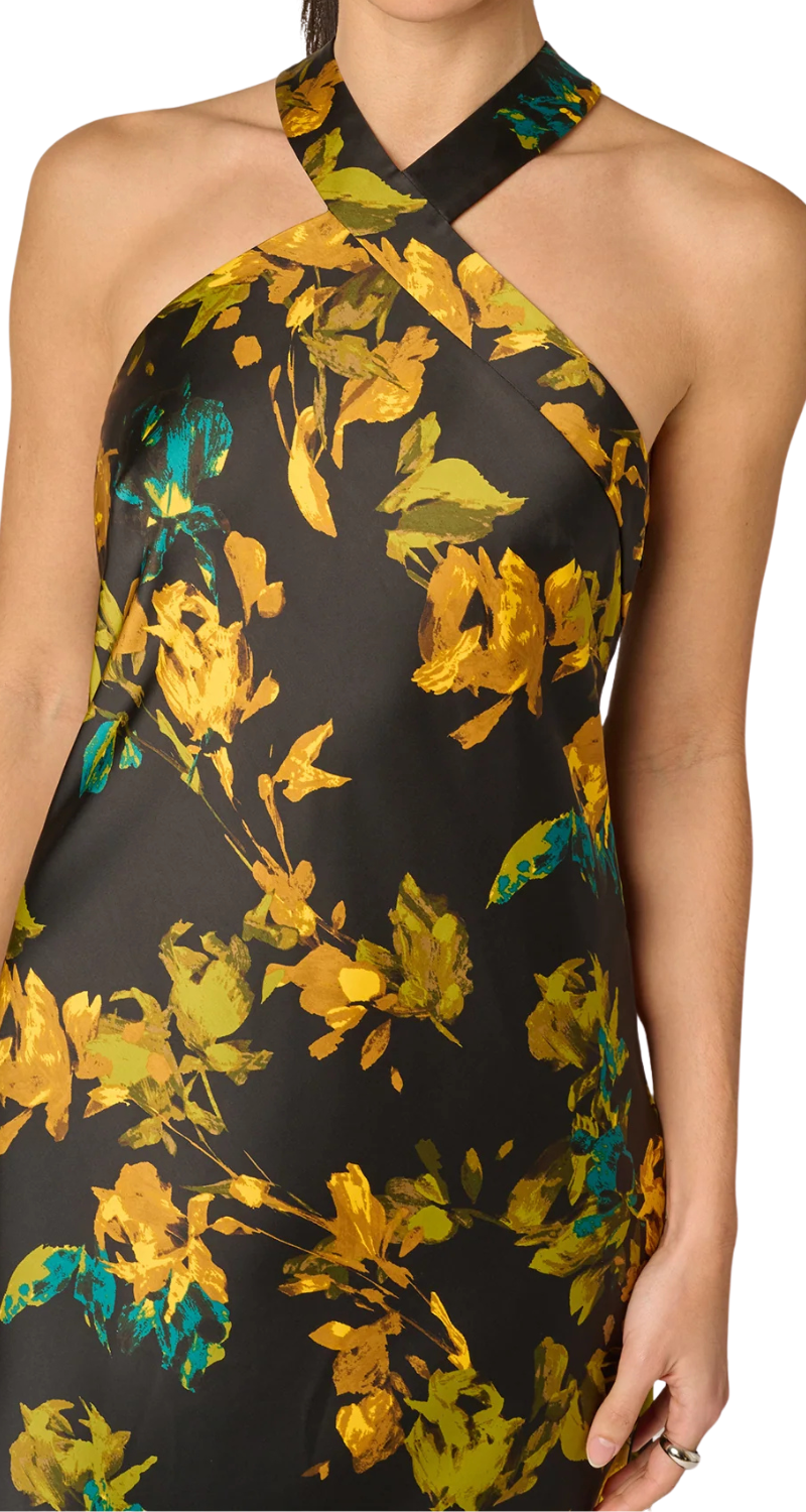 VESTIDO HALTER DE SEDA ESTAMPADO DE FLORES - Image 3