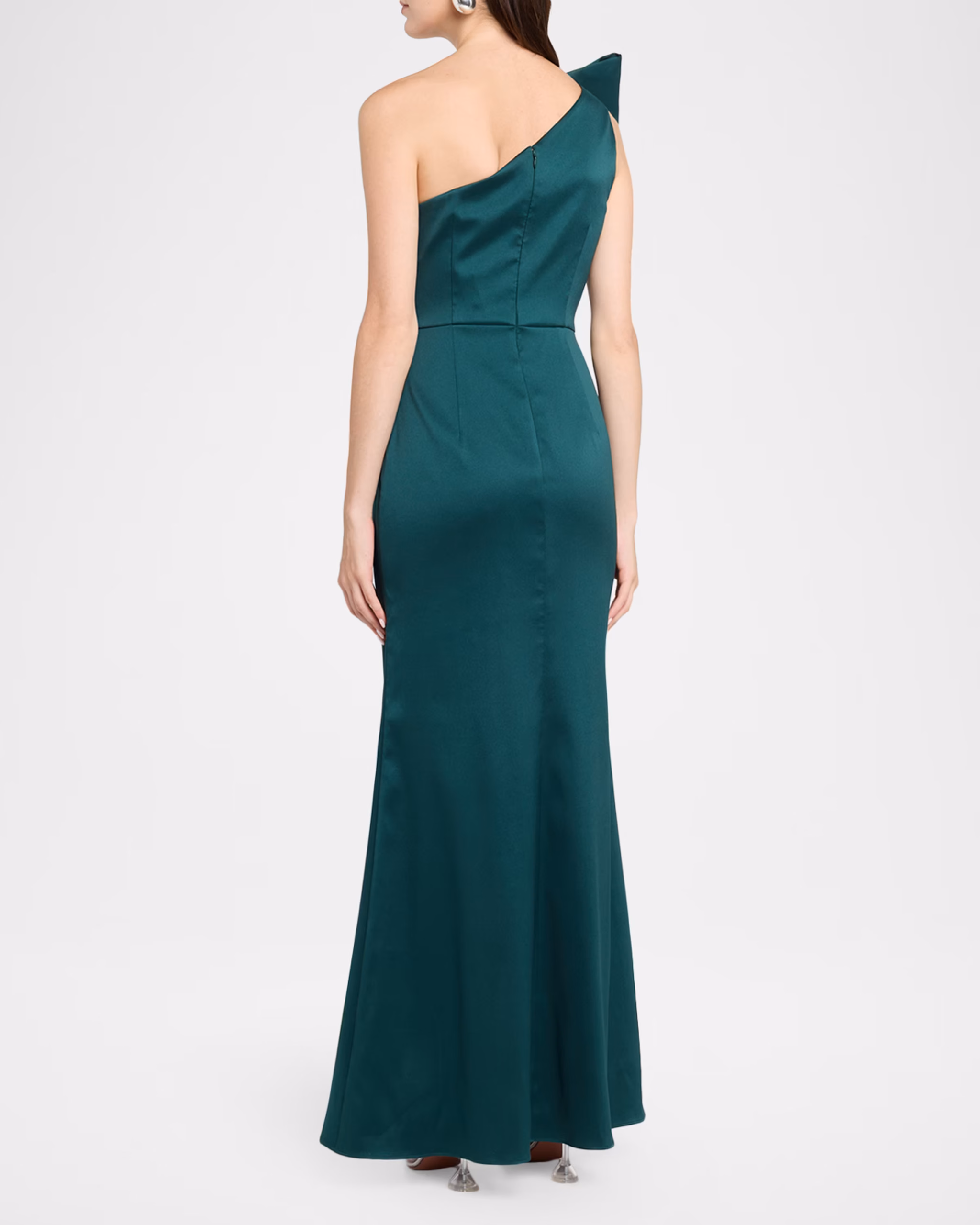 VESTIDO DRAPEADO DE UN HOMBRO CON ADORNO - Image 2